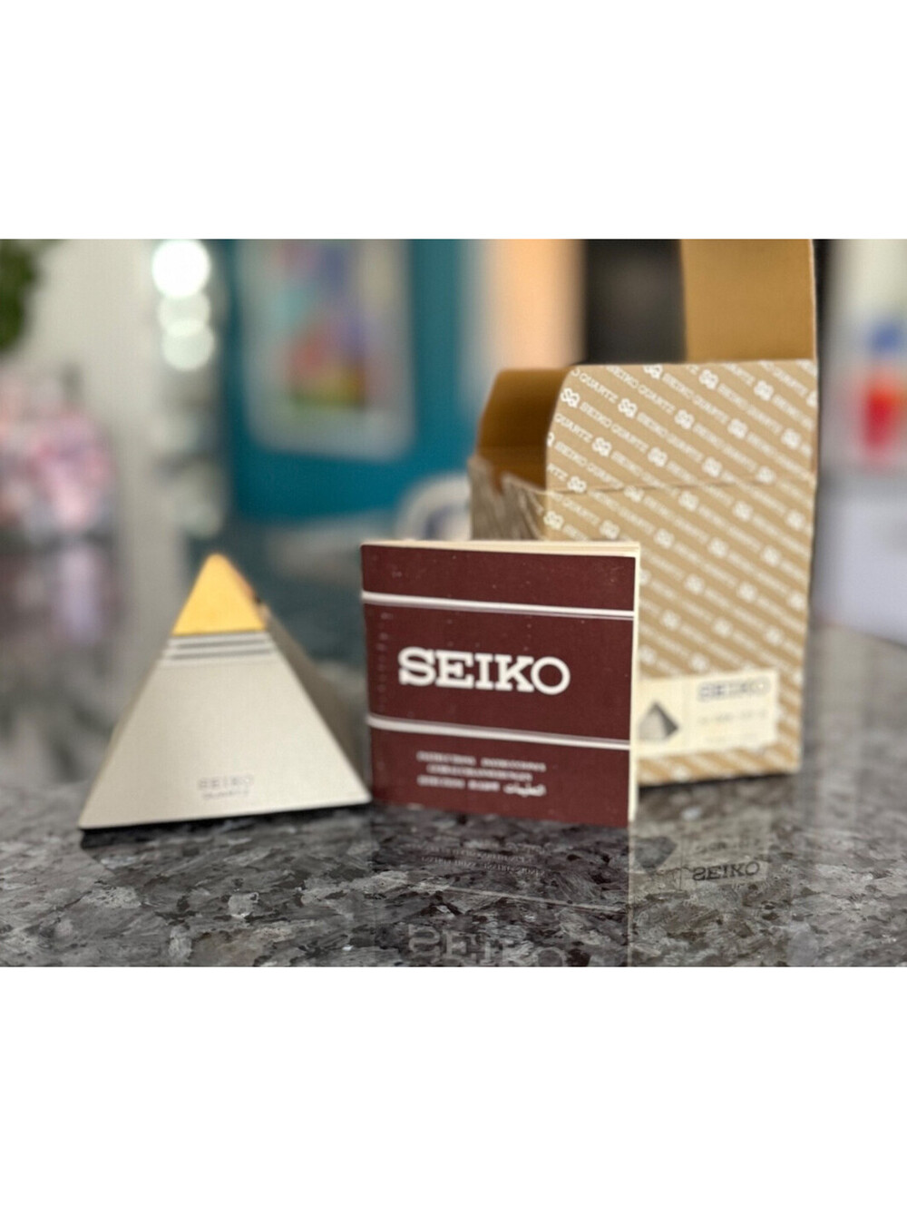 Vintage 1980s SEIKO Pyramid Talk Alarm Clock Gold Chrome Japanese Works EUC